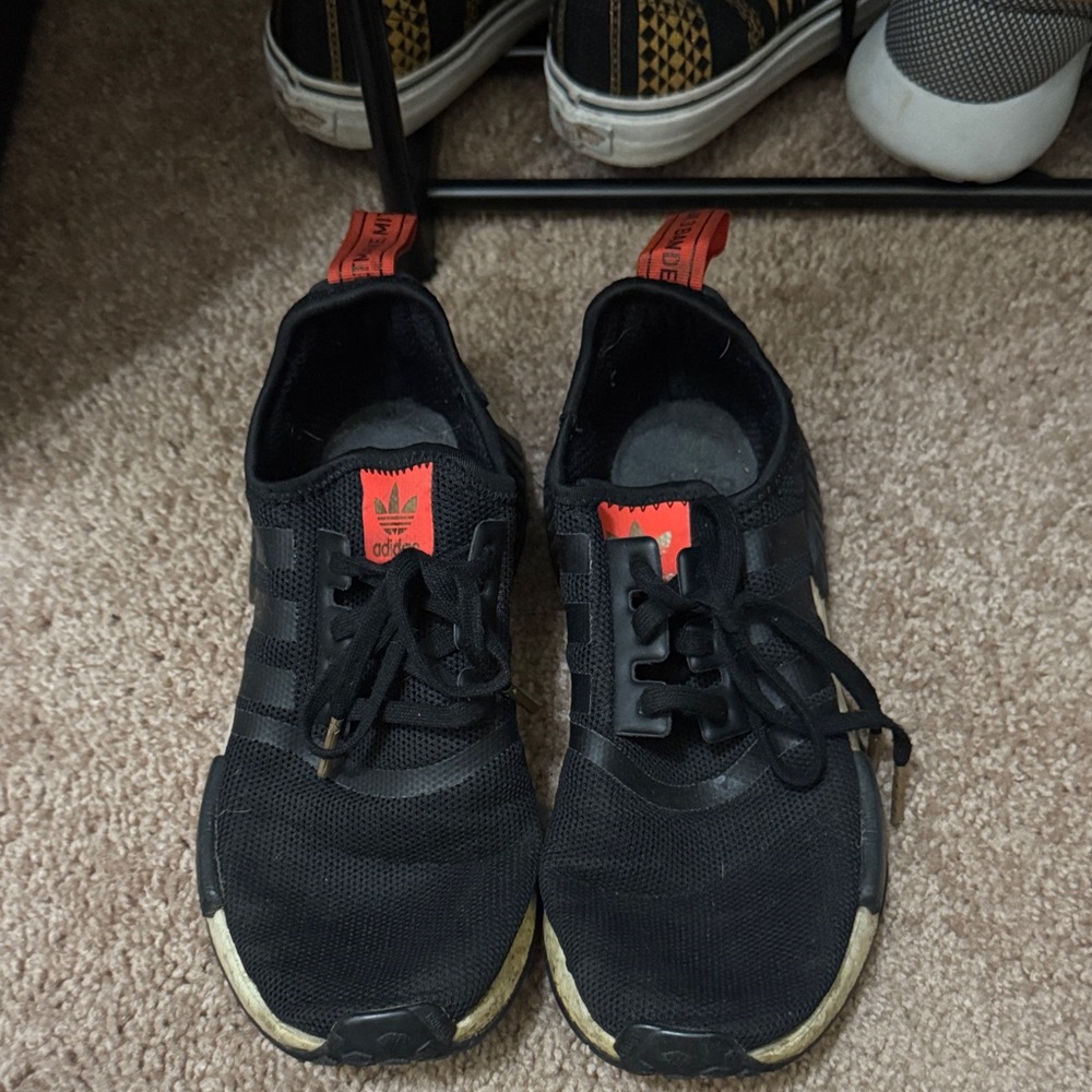 Adidas Men's Black Sneakers with Red Accents